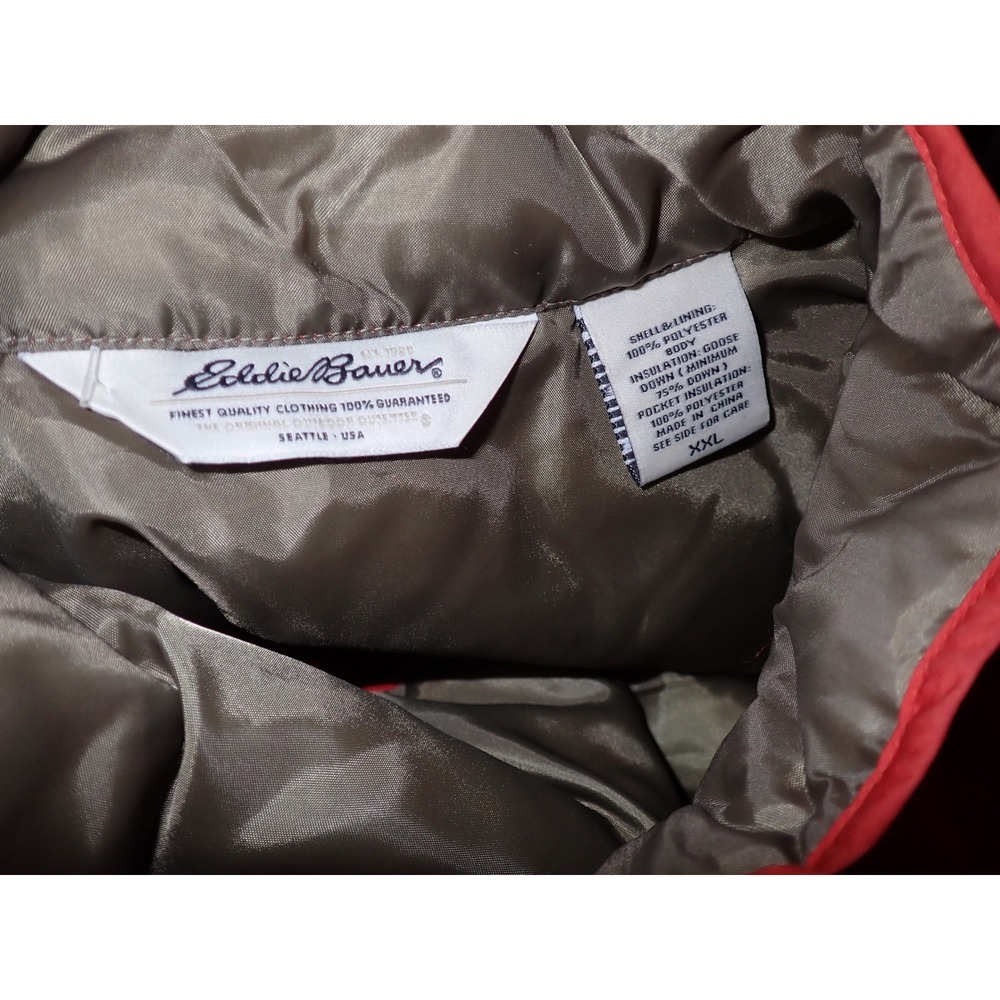 Eddie Bauer Goose Down Vest Women XXL Orange Snap Quilted Outdoor Cottage layer - Picture 7 of 7